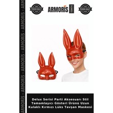 Armoris Delux Serisi Parti Aksesuarı Stil Tamamlayıcı Gösteri Ürünü Uzun Kulaklı Kırmızı Lüks Tavşan Maskesi