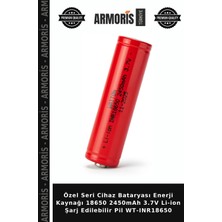 Armoris Özel Seri Cihaz Bataryası Enerji Kaynağı 18650 2450MAH 3.7V Li-Ion Şarj Edilebilir Pil WT-INR18650