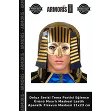 Armoris Delux Serisi Tema Partisi Eğlence Ürünü Mısırlı Maskesi Lastik Aparatlı Firavun Maskesi 21X23 cm