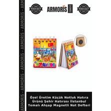 Armoris Özel Üretim Küçük Notluk Hatıra Ürünü Şehir Hatırası Iistanbul Temalı Ahşap Magnetli Not Defteri