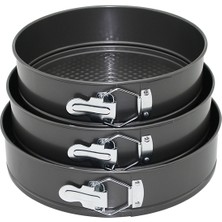 Bezos 3'lü Yuvarlak Metal Kelepçeli Kek Kalıp Seti 24-26-28 cm BZS10