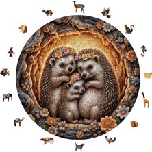 Happy Trend Puzzle Yetişkin - Kirpi Ailesi - 252 Parça, 29 x 29 cm - Yapıştırıcı Folyo Dahil - Benzersiz Şekilli Parçalar & Özel Figürler - A1-23