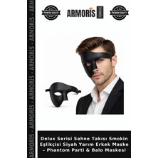 Armoris Delux Serisi Sahne Takısı Smokin Eşlikçisi Siyah Yarım Erkek Maske – Phantom Parti & Balo Maskesi