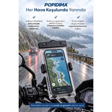 Popidima Universal Su Geçirmez Şarj Girişli Motosiklet Scooter Bisiklet Atv Telefon Tutucu Poşet Kılıf