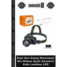Armoris Özel Seri Kamp Malzemesi Dis Mekan Şarjlı Sensörlü Kafa Lambası LED
