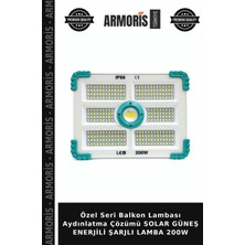 Armoris Özel Seri Balkon Lambası Aydınlatma Çözümü Solar Güneş Enerjili Şarjlı Lamba 200W