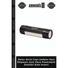 Armoris Delux Serisi Cep Lambası Gezi Ekipmanı Açık Hava Powerbank Özellikli Kafa Feneri