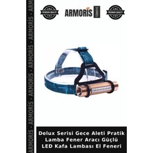 Armoris Delux Serisi Gece Aleti Pratik Lamba Fener Aracı Güçlü LED Kafa Lambası El Feneri