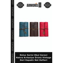 Armoris Delux Serisi Okul Gereci Hatıra Kırtasiye Ürünü Vintage Deri Kapaklı Not Defteri