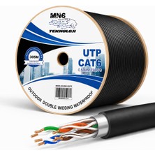 Happy Trend M107X Cat6 Dış Mekan Ethernet Kablosu 305 Metre Uv Korumalı RJ45 Lan Internet Kablosu, 23AWG 0.57MM, Çift Katmanlı Pe+Pvc Dış Kılıf