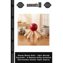 Armoris Ahşap Masaj Aleti - Uğur Böceği Tasarımlı - 6 Noktalı Kolay Kullanım Üzerinizden Atmak Toplu Sipariş