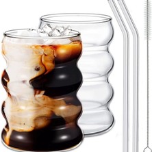 Happy Trend 2 Adet Ithal Isıya Dayanıklı Borosilikat Boğumlu Bardak Seti (2 Adet Pipet +1 Adet Pipet Fırça),şeffaf