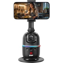 Happy Trend G-Track 360 Derece Otomatik Yüz Takipli Akıllı Telefon Tutucu, Rgb Işıklı, Profesyonel Video Çekim Gimbal