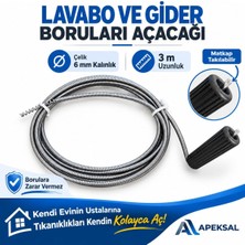 Happy Trend Lavabo ve Gider Boru Açma Spirali, 3 Metre, Matkap Uyumlu, Tıkalı Banyo ve Mutfak Için