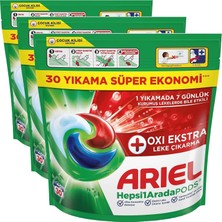 Happy Trend HEPSI1ARADA Pods Oxi Extra Leke Çıkarma Kapsül Çamaşır Deterjanı Beyazlar ve Renkliler 30 Yıkama (3 Paketi)