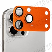 Happy Trend iPhone 16 Pro ile Uyumlu 17 Pro Görünümlü Lens Koruyucu Tarzı Metal Çerçeve, Yüksek Koruma, Lens Kapsama, Darbelere Dayanıklı, Kolay Takılabilir, Kamera Lens Koruması Turuncu Hsk-19