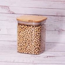 Happy Trend 600ML Sızdırmaz Vakumlu Bambu Kapaklı Borosilikat Cam Kavanoz – Hava Geçirmez & Dayanıklı Gıda Saklama Kabı (10CM x 10CM)