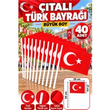 ArtMaster Çıtalı Bayrak Kağıt Büyük 29X21 cm 40 Adet Ay Yıldızlı Türk Bayrağı Çıtalı Sopalı Bayrak Plastik Çubuklu Bayrak Bayram