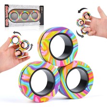 Happy Trend Yüzükler Fidget Oyuncak Seti, En Yeni Renkli Parmak Yüzükleri Oyuncak, Stres Giderici Manyetik Spinner Yüzük, Anksiyete Giderici Fidget Oyuncak Komik Hediyeler Çocuklar Erkekler
