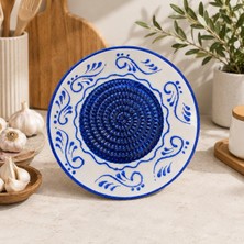 Happy Trend Yapımı Seramik Sarımsak Rendesi Rende Tabağı Zencefil, Parmesan, Çikolata ve Peynir Rendesi Sarımsak Ezici Dekoratif Mutfak Tabağı Çeyizlik Eşya, Cobalt Scroll