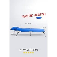 Happy Trend Proger Katlanır Kampet Şezlong Yastıklı Kademeli Sırt Ayarlı Uzanma Yatağı Bahçe, Plaj ve Balkon Için - Saks Mavi