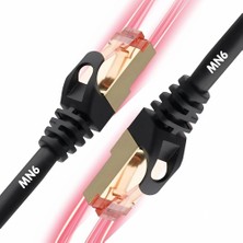 Happy Trend M109XF 2 Metre Cat7 Internet KABLOSU/10GBPS-600 MHZ-10000MBPS%27E Kadar/cat7 Ethernet Kablosu (Cat7 Kablo, Sıyah, 2 Metre)