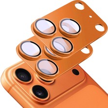 Happy Trend 17 Pro Max Için 2 Paket Kamera Lens Koruyucu, [kırılması Kolay Değil] Ar Temperli Cam Güçlü Adsorpsiyon Metal Kamera Kapağı Ekran-Turuncu