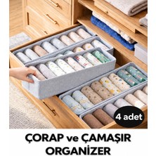 Esmana Living 4 Adet Çorap ve Çamaşır Organizer Çekmece ve Dolap Içi Düzenleyici,raf Düzenleyici,katlanabilir