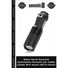 Armoris Delux Serisi Karanlık Aydınlatma Portatif Işık Yedek Lamba Mini Güçlü LED El Feneri