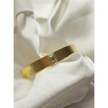 Goldensisters Jewelry Baget Kesim Zirkon Taş Detaylı Çelik Kelepçe
