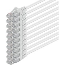 Happy Trend Kablosu Cat.6 - Beyaz - 10X - 10M - (Set) - Cat6 Ethernet Kablosu Lankable 1000 Mbıts (Poe) Yama Kablosu