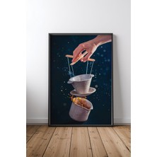 Keyf Home Dancing Pourover Siyah Çerçeveli Mdf Tablo Poster Salon Duvar Dekoru Hediye