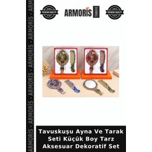 Armoris Tavuskuşu Ayna ve Tarak Seti Küçük Boy Tarz Aksesuar Dekoratif Set
