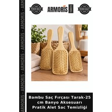 Armoris Bambu Saç Fırçası Tarak-25 cm Banyo Aksesuarı Pratik Alet Sac Temizliği