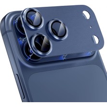 Happy Trend iPhone 17 Pro Max Kamera Lens Koruyucusu ile Uyumlu, 9h Temperli Cam Lensli Güçlü Adsorpsiyon Kamera Kapağı Ekran Koruyucu Metal Halka Dekorasyon Aksesuarları 6,9 Inç (Mavi)