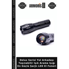 Armoris Delux Serisi Yol Arkadaşı Taşınabilir Işık Arama Işığı En Güçlü Şarjlı LED El Feneri