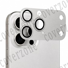 Happy Trend iPhone 15 Pro Max ile Uyumlu 17 Pro Max Görünümlü Lens Koruyucu Tarzı Metal Çerçeve, Yüksek Koruma, Lens Kapsama, Darbelere Dayanıklı, Kolay Takılabilir, Kamera Lens Koruması Gümüş Hsk-19