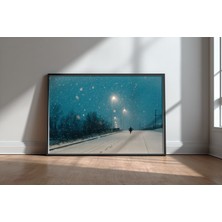 Keyf Home First Snow Joy Siyah Çerçeveli Mdf Tablo Poster Salon Duvar Dekoru Hediye