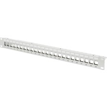 Happy Trend Patch Panel - Modüler - Keystone Modülleri Için - 19 Inç - 24 Port - Korumalı - Raf Montajı 1he - V1 - Gri