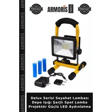 Armoris Delux Serisi Seyahat Lambası Depo Işığı Şarjlı Spot Lamba Projektör Güçlü LED Aydınlatma