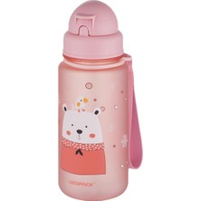 Happy Trend Figürlü 400 ml Pipetli Tritan Çocuk Su Matarası Pudra