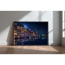 Keyf Home Amsterdam Windows Colors Siyah Çerçeveli Mdf Tablo Poster Salon Duvar Dekoru Hediye