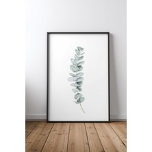 Keyf Home Eucalyptus Leaf Siyah Çerçeveli Mdf Tablo Poster Salon Duvar Dekoru Hediye