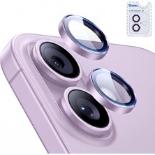 Happy Trend iPhone 17 Ile Uyumlu Safir Lens Koruyucu Ultra Dayanıklı Kolay Kurulum Aparatlı Parmak Izi Bırakmayan Yansıma Önleyici Kamera Lensi Koruma (Açık Mor)