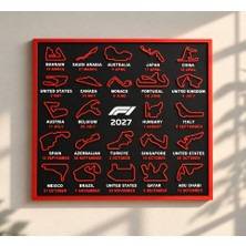 Makerlabtech Formula 1 2027 Yarış Takvimi 3D Baskı Kabartmalı Pist Haritası Dekoratif Duvar Panosu F1 Tutkunlarına Özel