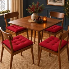 Patiyu 4’lü Kapitone Bağcıklı Sandalye Minderi · 40 × 40 × 3 cm · Kırmızı · 40 × 40 × 3 cm · 4 Adet