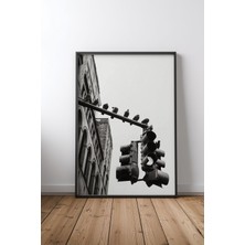 Keyf Home New York City Dove Siyah Çerçeveli Mdf Tablo Poster Salon Duvar Dekoru Hediye
