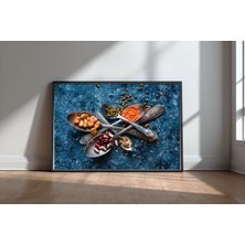 Keyf Home Healthy Spoon Siyah Çerçeveli Mdf Tablo Poster Mutfak Duvar Dekoru Hediye