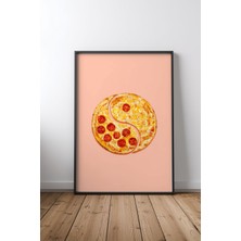 Keyf Home Pizza Balance Siyah Çerçeveli Mdf Tablo Poster Mutfak Duvar Dekoru Hediye