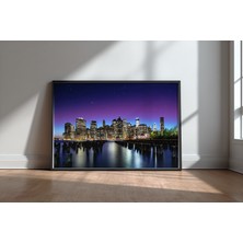 Keyf Home New York Sky Line Siyah Çerçeveli Mdf Tablo Poster Salon Duvar Dekoru Hediye